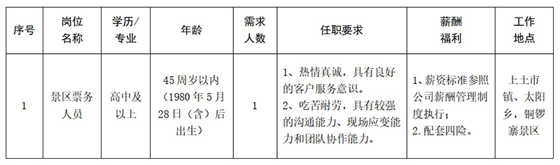 安徽大別山銅鑼寨文化旅游發展有限公司2025年招聘臨時工作人員公告
